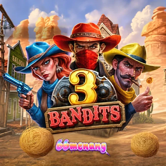 Tampilan visual slot 3 Bandits dengan tema Wild West yang menarik.